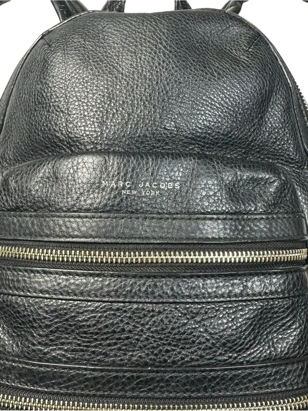 Marc Jacobs Black Leather Backpack Multi Zipper Shoulder Purse Soft Leather 8134
